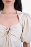 Frame Cream Cotton Tie Neck Dress Size S