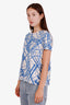 Hermès White/Blue Printed T-Shirt Size 44