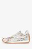 Loewe White Leather and Multicolour Suede Floral Print 'Flow' Runners Size 41