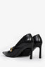 Lanvin Black Leather Pearl Buckle Mary Jane Heels Size 38