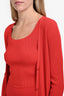 Max Mara Red Ribbed Pantsuit and Cardigan Set Size M