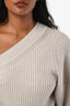 Isabel Marant Light Grey Wool Cashmere Rib Knit One Shoulder Sweater Size 38