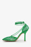 Bottega Veneta Green Stretch Lace Up Net Heels Size 39