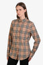 Burberry Beige Classic Check Long Sleeve Button Down Shirt Size XS