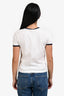 Celine White/Navy Cotton Triomphe Logo T-Shirt Size S
