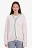 Bottega Veneta White/Green Cotton Button Up Cardigan Size XL
