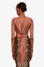 PatBO Bronze Plunge Neck Belted Bodysuit Size XS