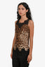 Dolce & Gabbana Leopard Print Silk Black Lace Sleeveless Blouse Size 40