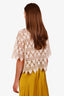 Frame Cream Lace Sheer Button Up Shirt Size M