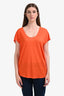 Frame Orange Organic Linen Scoop Neck T-Shirt Size M