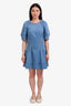 Jonathan Simkhai Blue Denim Medium Wash Puff Sleeve Mini Dress Size XS