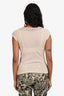 Escada Beige Knit Metallic Beaded Sleeveless Top Size 36