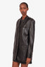 Nanushka Black Faux Leather Long Single Breasted Blazer Size M