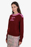 Pre-loved Chanel™ Burgundy Cashmere CC Crystal Button Detail Sweater Size 38