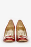 Roger Vivier Red Patent Leather Gold Buckle Heels Size 36.5