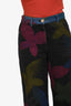 Pre-loved Chanel™ Black Multicolour Painted Floral CC Jeans Size 38