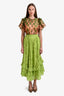 Rococo Sand Green Eyelet Maxi Skirt Size S
