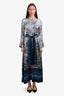 Pierre-Louis Mascia Blue Floral Print Belted Maxi Dress Size S