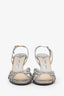 Silver Metallic Python Strappy Sandals Size 36