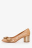Salvatore Ferragamo Beige Patent Bow Pumps Size 8