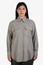 Erika Cavallini Grey Wool Patch Pocket Shirt Size 48