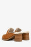 Hermès Suede Goatskin Shearling 'Flore 60' Heeled Mules Size 39