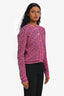 Versace Pink/Black Greca Wool Blend 'La Greca' Cardigan Size 40