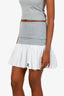 Miu Miu 2025 Grey/White Poplin Jersey Mini Skirt Size 36