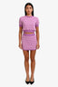 Fendi Purple Cotton FF Monogram Short Sleeve Sweater + Mini Skirt Set Size XS