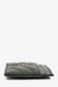 Saint Laurent Dark Green Leather Chevron Card Holder