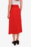 Christian Dior Red Wool Silk Midi Belted Skirt Size 4