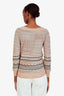 M Missoni Gold/Multicolour Zigzag Boat Neck Long Sleeve Knit Top Size US 2