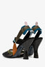 Fendi Black/Teal Mesh Sport 'Colibri' Slingback Heels Size 38