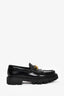 Celine Black Leather Triomphe 'Margaret' Loafers Size 34