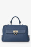 Salvatore Ferragamo Blue Grained Leather Sofia Top Handle With Strap