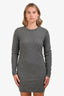 Theory Grey Cashmere Blend Crewneck Long Sleeve Mini Dress Size M
