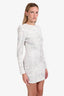 Balmain White Crystal Beaded Long Sleeve Mini Dress Size 40