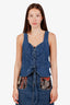 Reformation Blue Denim Lace Front Corset Top Size 8