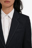 D&G Navy Blue Pinstripe Wool Contrast Stitch Blazer Size 38 and Trouser Suit Set Size 40