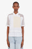 Victoria Beckham White Cotton Wool Bib Detail Shirt Size US 8
