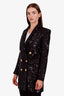 Balmain Black Sequin Double Breasted Jacket Size 38