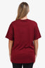 Gucci 2025 Burgundy Red Logo Embroidered Short Sleeve T-Shirt Size M