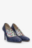 Prada Navy Croc Embossed Leather Pumps Size 36