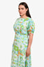 Faithfull The Brand Blue/Green Floral Short Sleeve Maxi Dress Size M