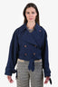 Acne Studios Navy Double Breasted Cropped Trench Jacket Size 32