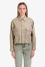Celine Brown Cotton Buttoned Utility Cropped Button Down Shirt Size 38