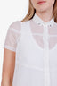 Brunello Cucinelli White Linen Cotton Short Sleeve Button Up Blouse with Tank Size XS