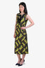 Dries Van Noten Green Multicolour Embellished Sleeveless Side Slit Midi Dress Size 38