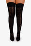 Casadei Black Ribbon Detailed Sock Style Over Knee Boots Size 38