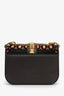 Valentino Black Leather Beaded Rockstud Glam Lock Chain Shoulder Bag